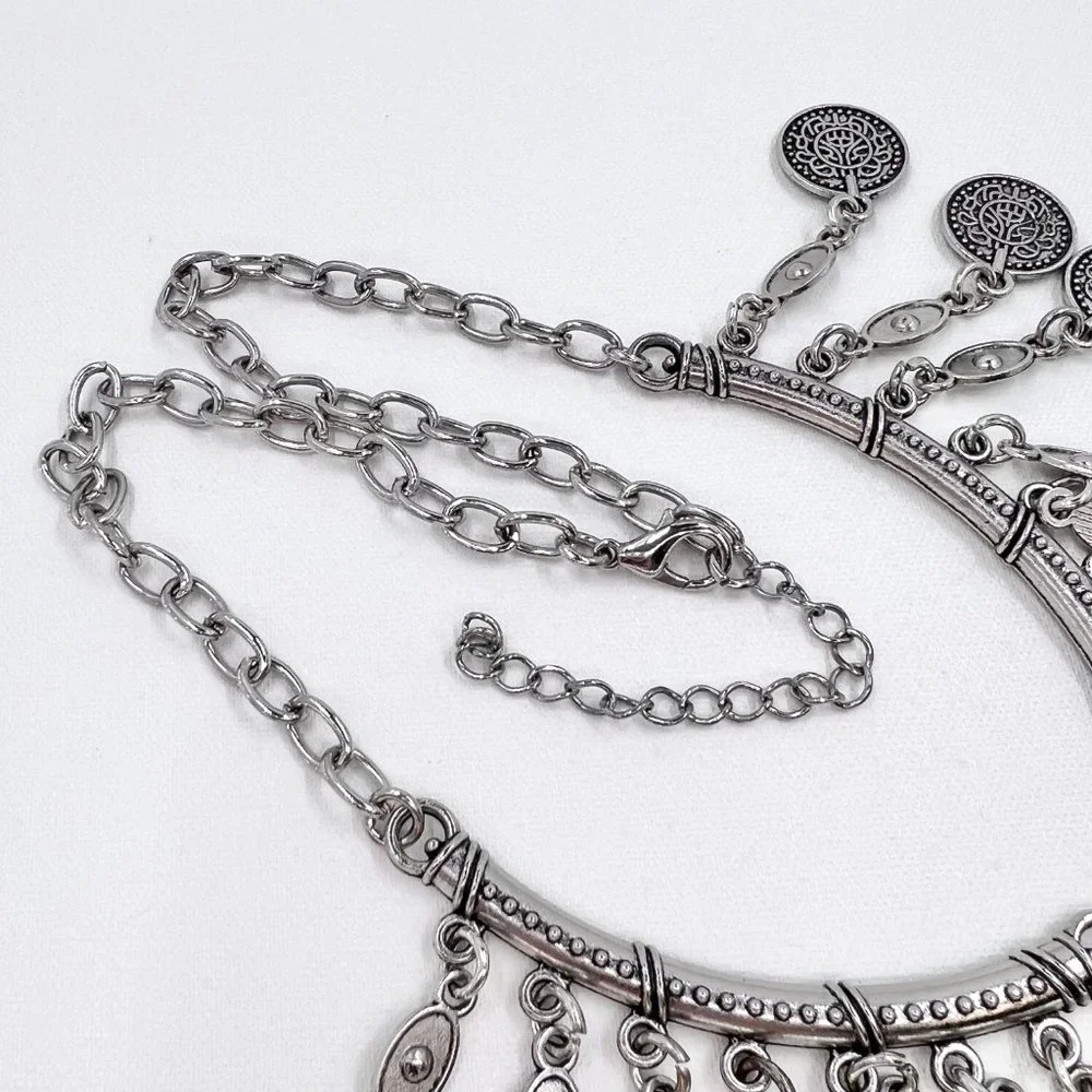 Up-Cycled - Paparazzi Treasure Temptress Antiqued Silver Faux Coin 16” Necklace - Picture 5 of 8